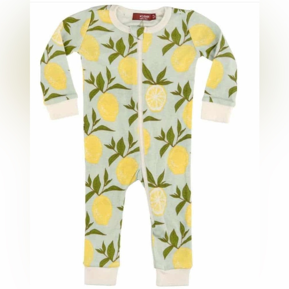 MILKBARN Cotton Long Sleeve Lemon Print Cotton Sleeper- 3-4Y